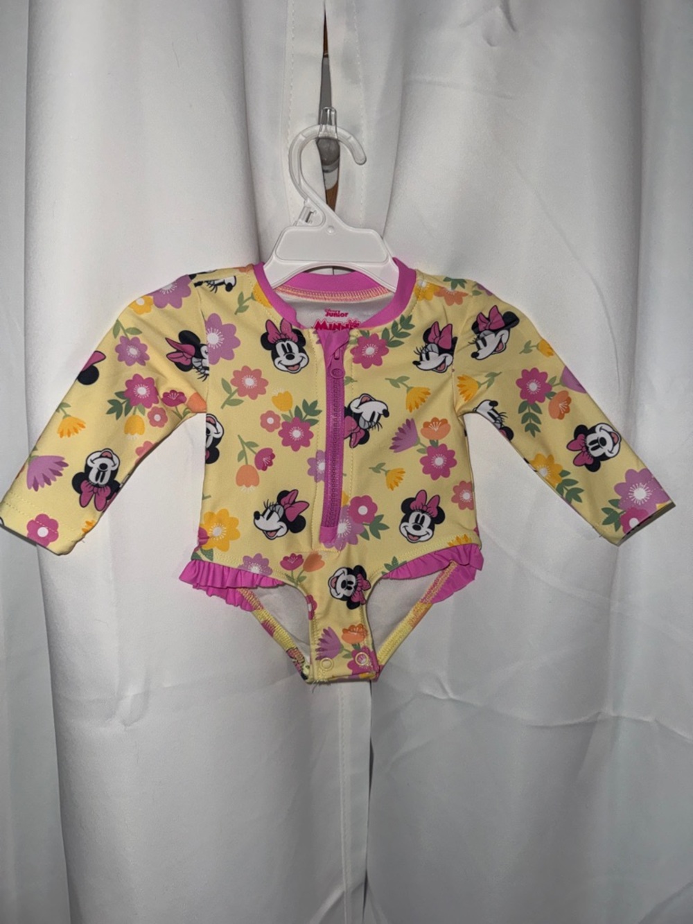 Baby Disney© Minnie Mouse 1-Piece Rashguard Swimsuit - Yellow/Pink 3 months